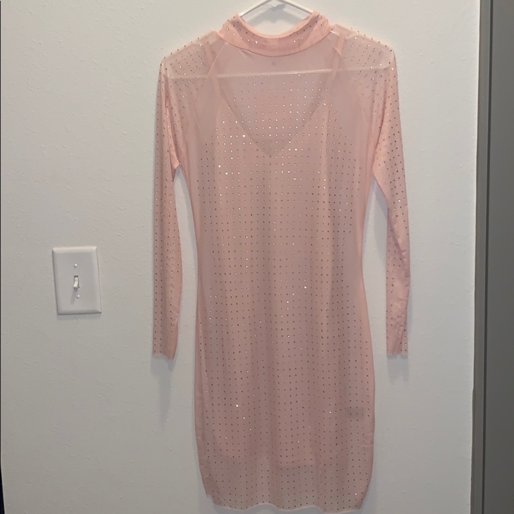 Missguided X Carli Bybel hot fix pink dress